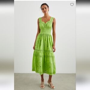 Rails Bright Green Embroidered Midi Dress
